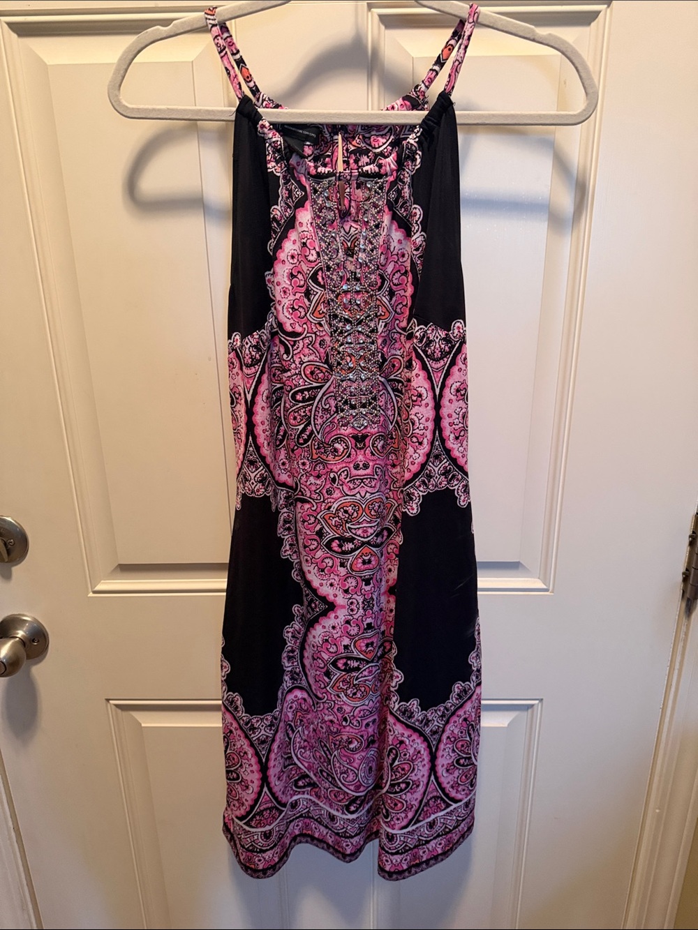 INC International Concepts Black Maxi Dress with Pink Paisley Print - Picture 1 of 3